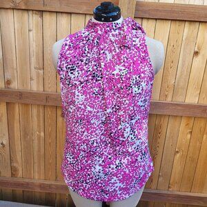 Liz Claiborne pink knit neck tie sleeveless top small tall